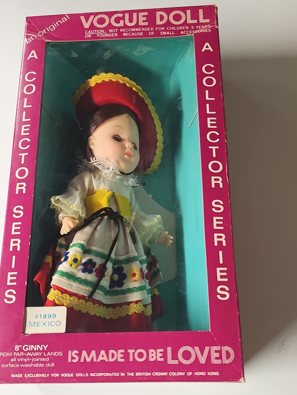 Vintage Vogue Doll 8" Ginny in Colorful Folk Dress, Mexico
